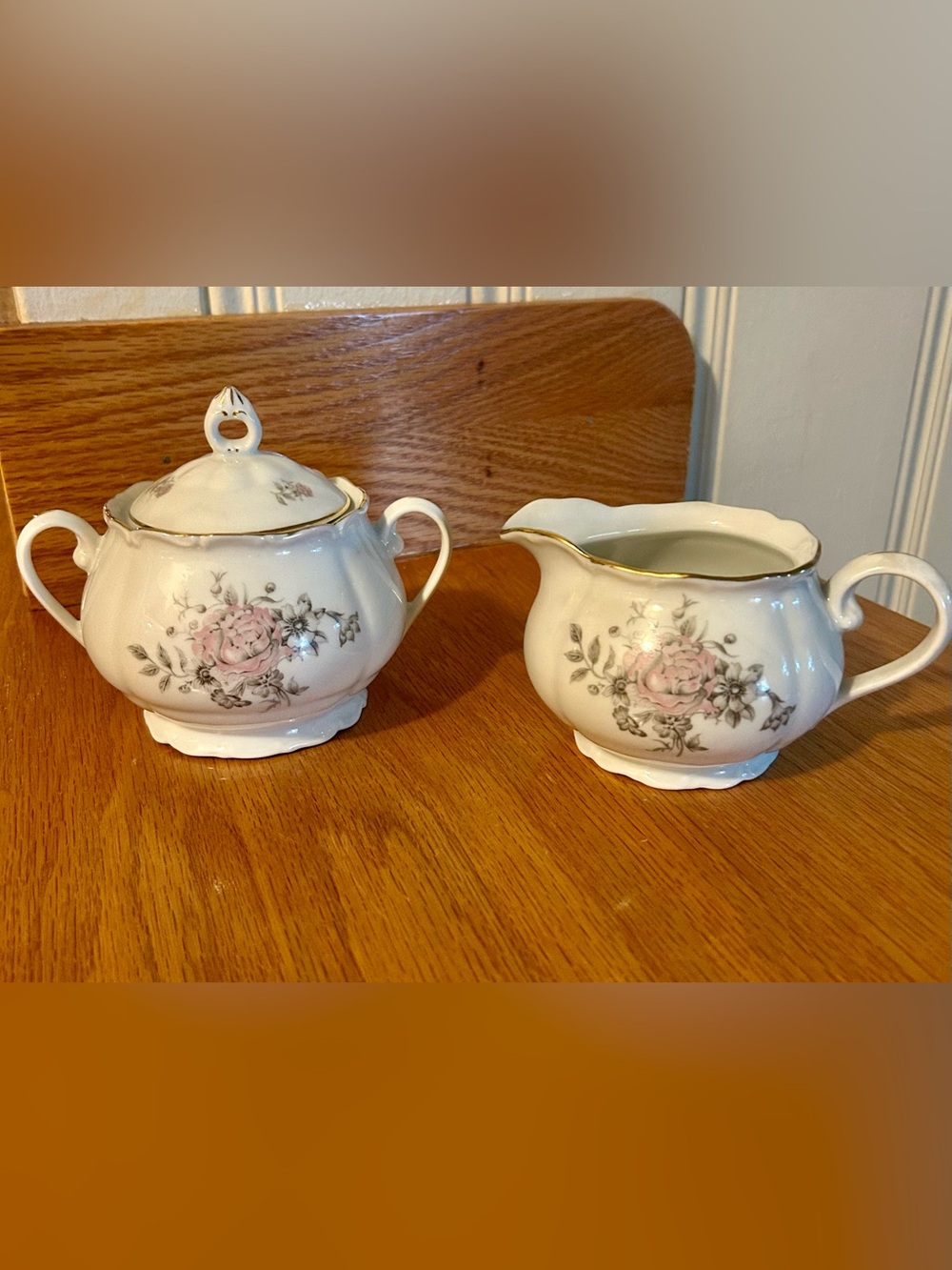 Vintage Fine Bohemia China La Maria Creamer & Sugar Set